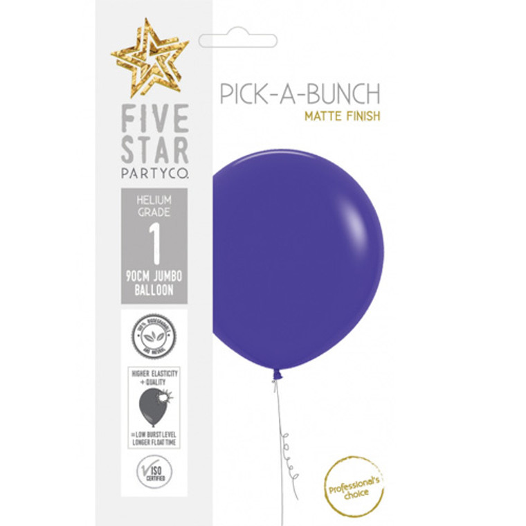 90cm Latex Balloon Matte Purple 1pk