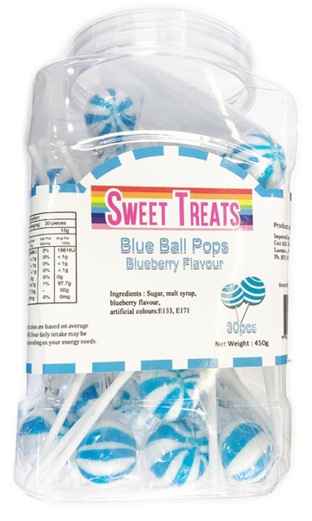 Blue Stripe Blueberry Flavour Ball Pops 360g (Pk 24)