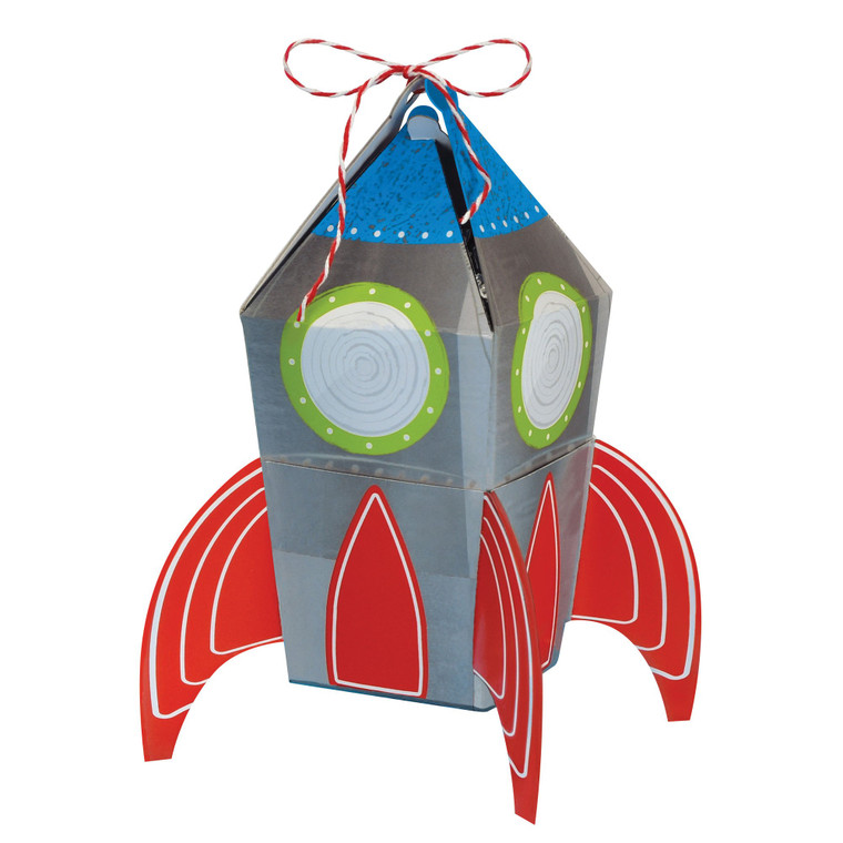 Blast Off Birthday 3D Rocket Favor Treat Boxes PK8