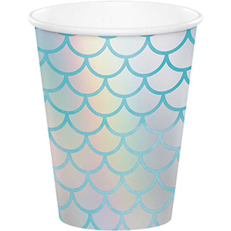 Mermaid Shine Iridescent Cups Paper 266ml 8pk