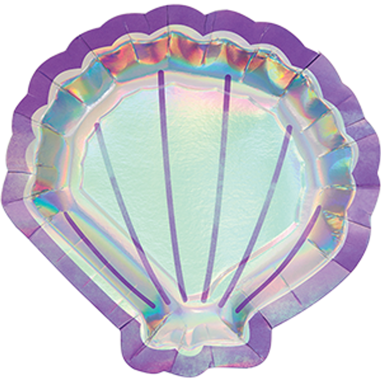 Mermaid Shine Iridescent Shaped Shell Dinner Plates 21.5cm  8pk