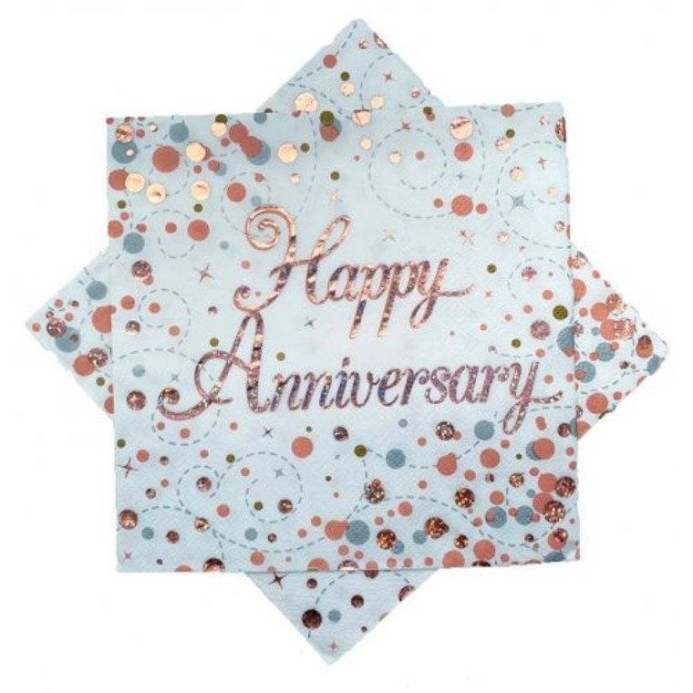 Sparkling Fizz Rose Gold Napkinin Anniversary P16 16.5cm x 16.5cm (33cm x 33cm unfolded)