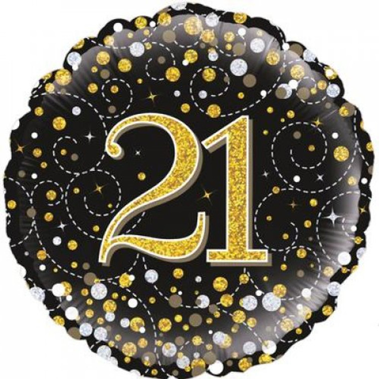 Foil Balloon 18" Sparkling Fizz Black & Gold 21