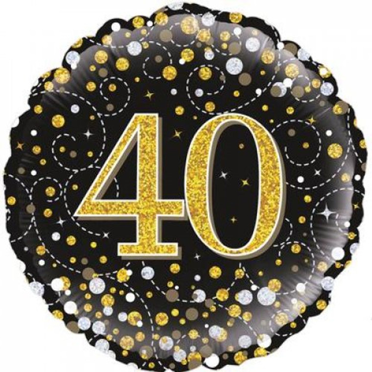 Foil Balloon 18" Sparkling Fizz Black & Gold 40