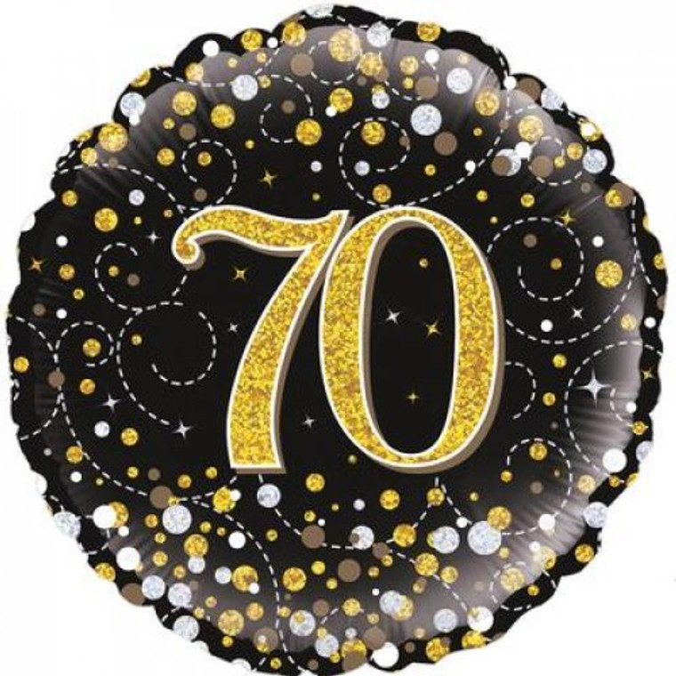 Foil Balloon 18" Sparkling Fizz Black & Gold 70