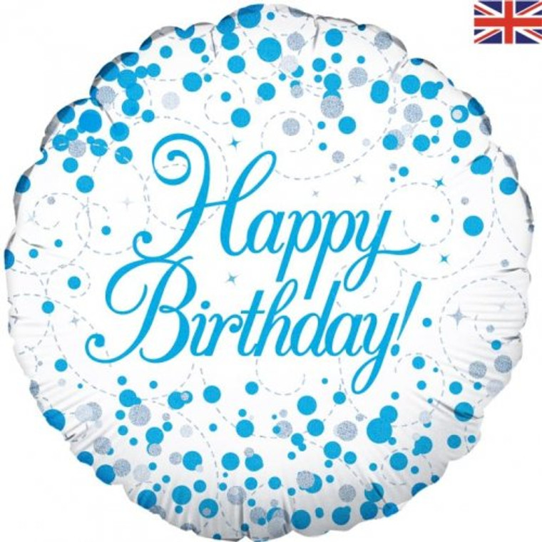 Foil Balloon 18" Sparkling Fizz Blue Happy Birthday