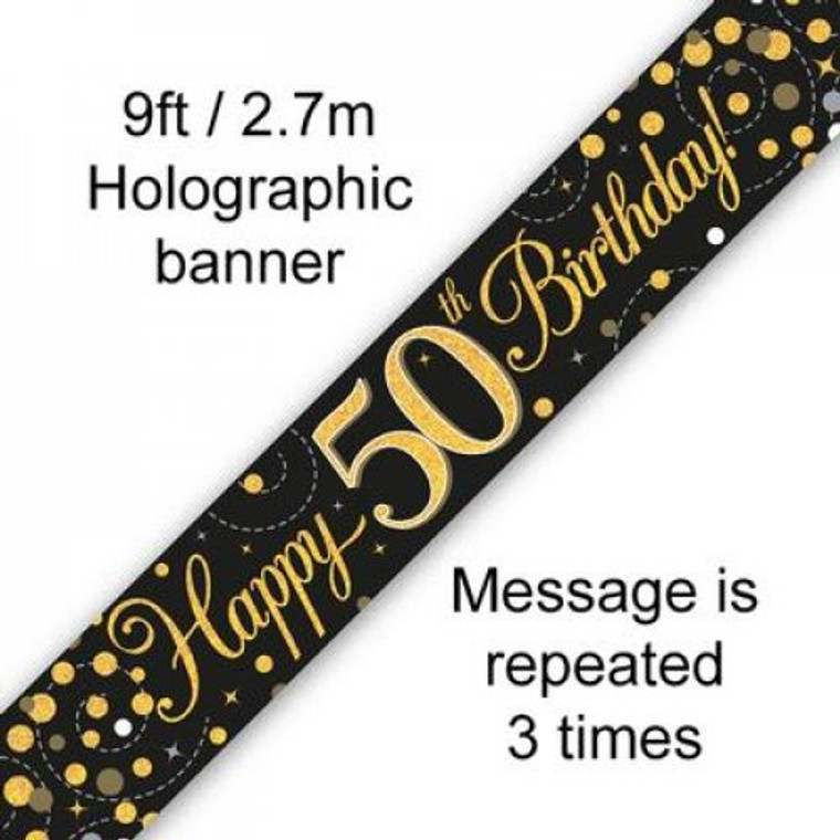 Banner 2.7M Sparkling Fizz Black & Gold 50