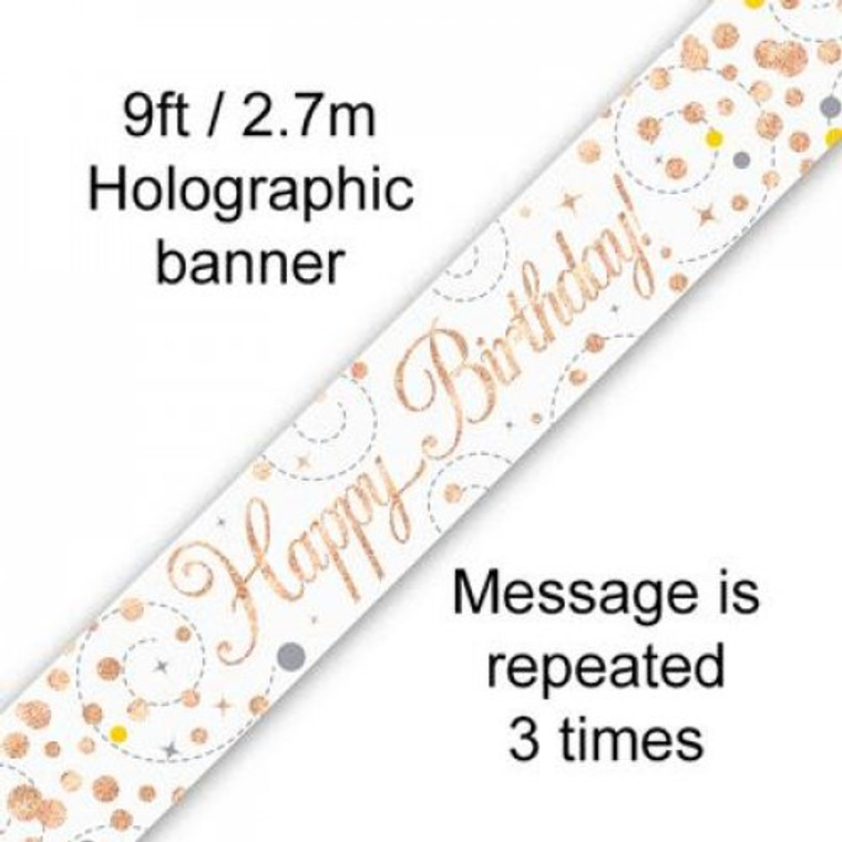 Banner 2.7M Sparling Fizz Rose Gold Happy  Birthday