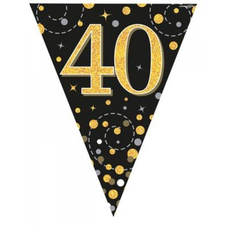 Flag Bunting Sparkling Fizz Black & Gold 40 3.9m