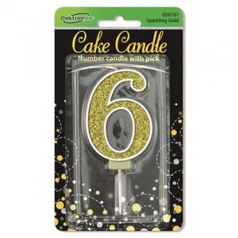 Candle 7.5cm Sparkling Fizz #6 GOLD P1