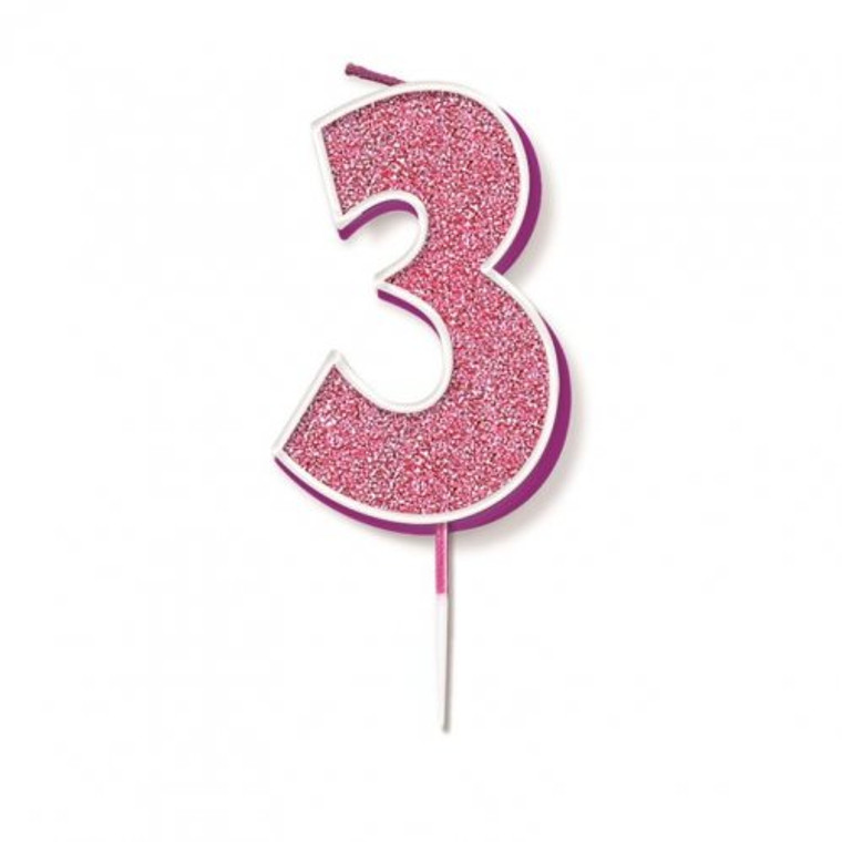 Candle 7.5cm GLITTER #3 PINK P1