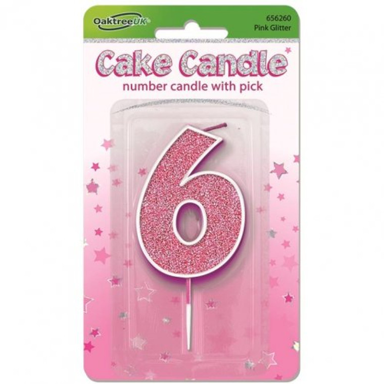 Candle 7.5cm GLITTER #6 PINK P1