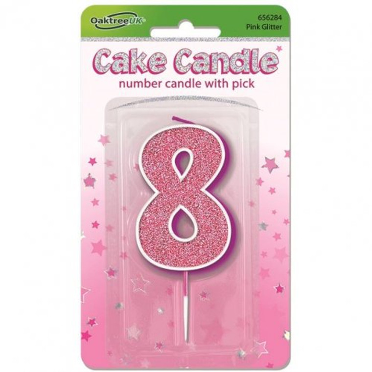 Candle 7.5cm GLITTER #8 PINK P1