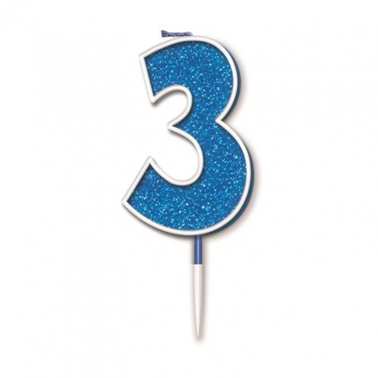 Candle 7.5cm GLITTER #3 Blue P1