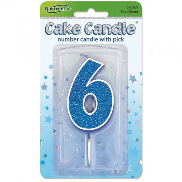 Candle 7.5cm GLITTER #6 Blue P1