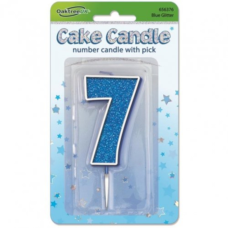 Candle 7.5cm GLITTER #7 Blue P1