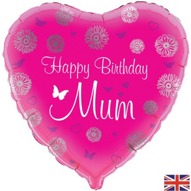 Foil Balloon 18" Happy Birthday Mum Pink