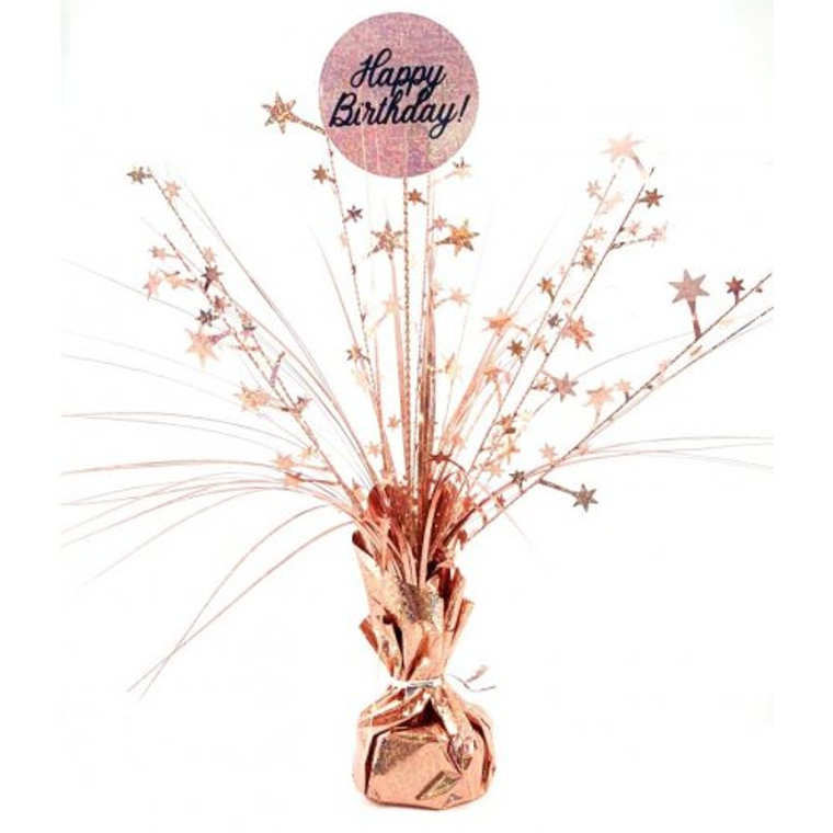 Centrepiece Rose Gold Holographic Happy Birthday