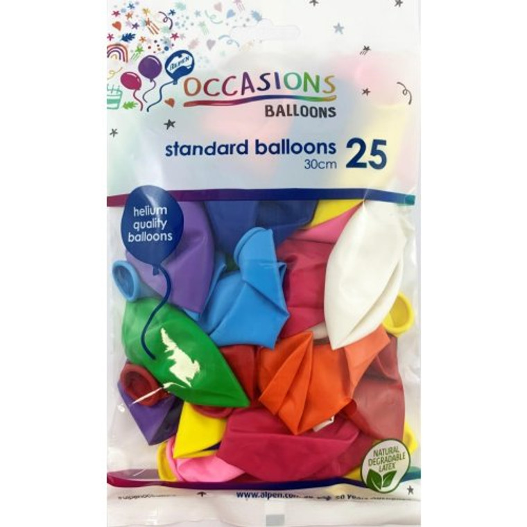 Assorted Colours 30cm Balloons P25