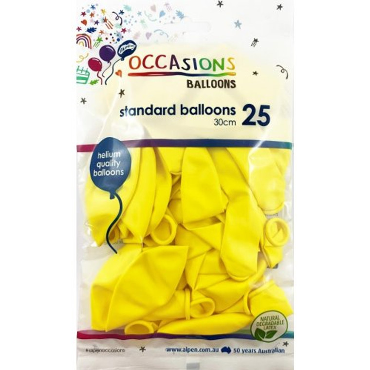 Yellow 30cm Balloons P25