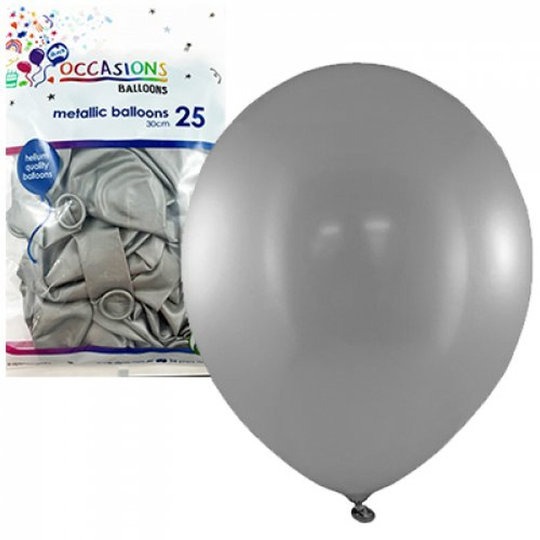 Metallic Silver 30cm Balloons P25