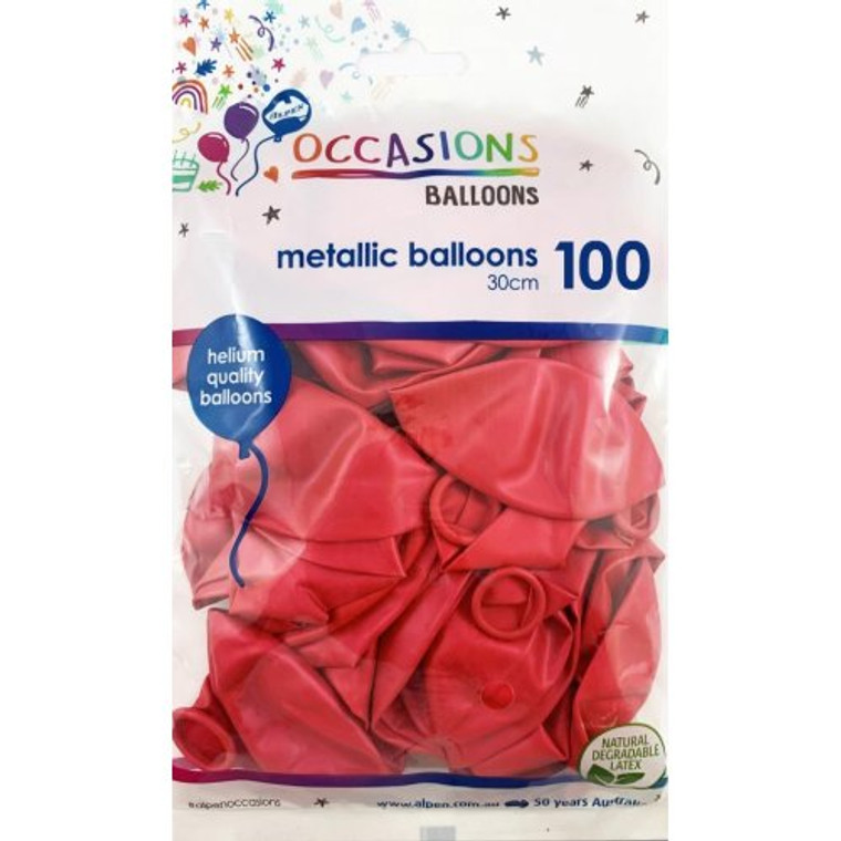 Metallic Red 30cm Balloons Bag 100