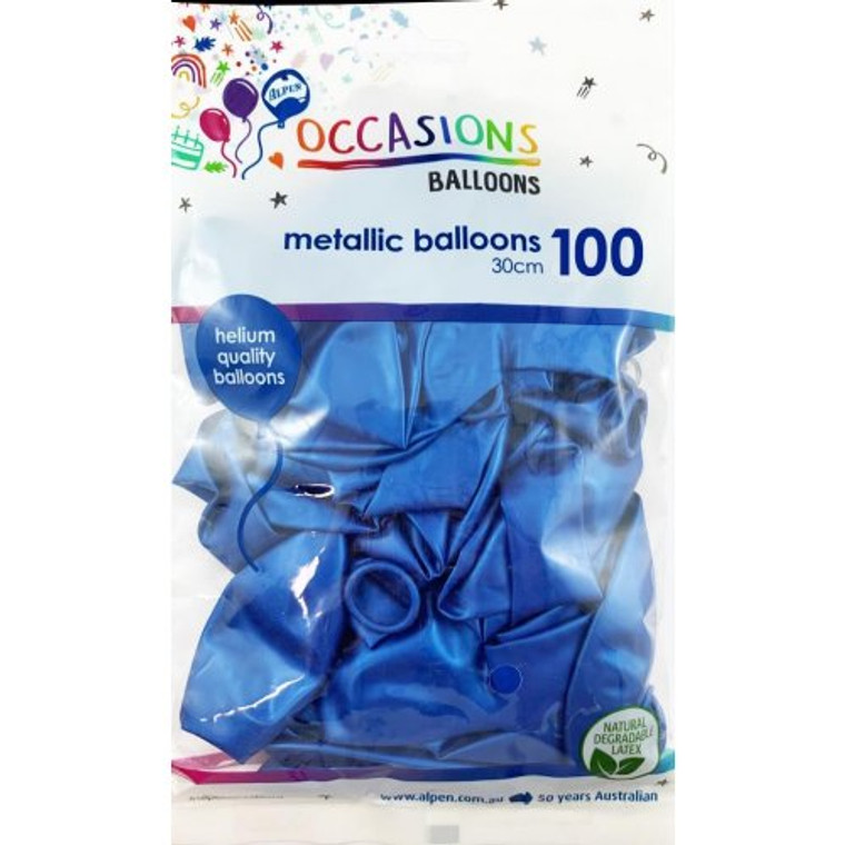Metallic Royal Blue 30cm Balloons Bag 100