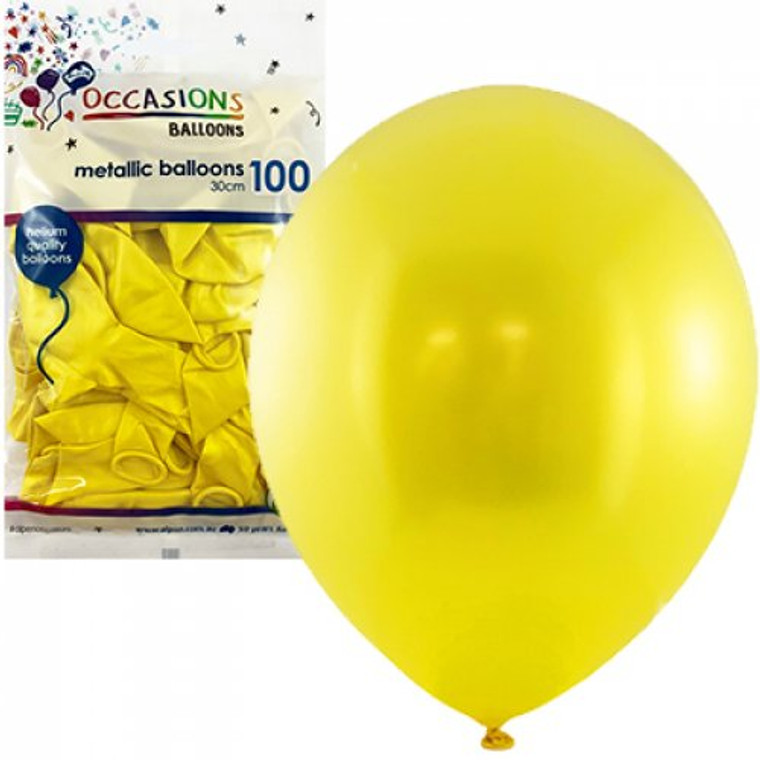 Metallic Yellow 30cm Balloons Bag 100