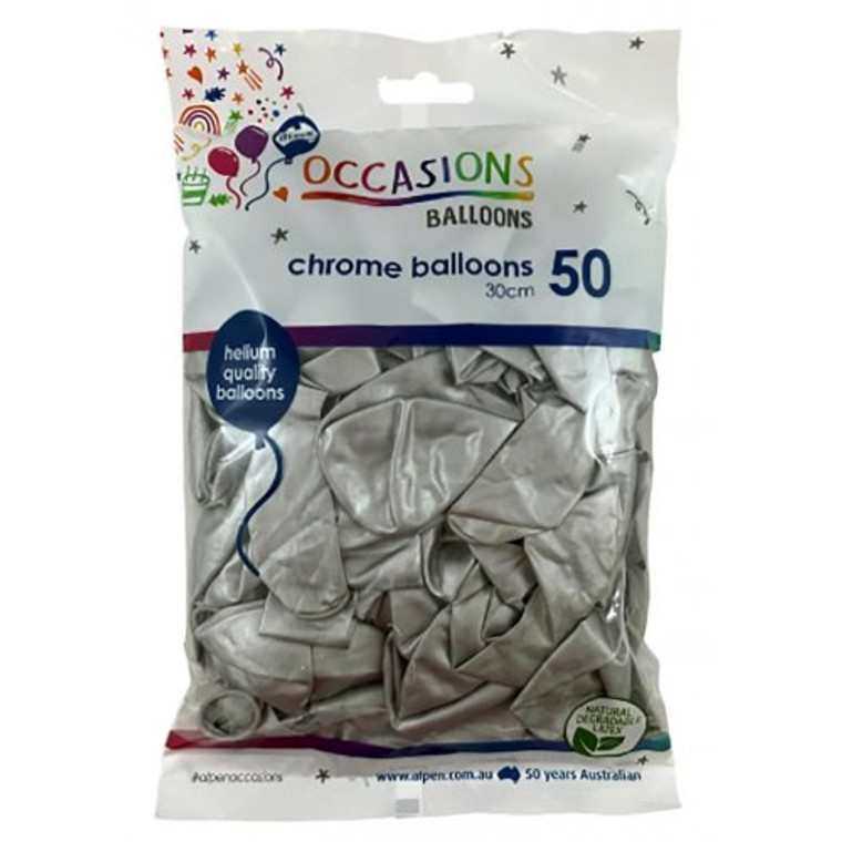 Chrome Silver 30cm Balloons Bag 50