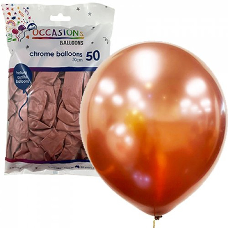 Chrome Rose Gold 30cm Balloons Bag 50