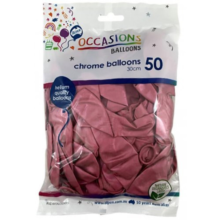 Chrome Pink 30cm Balloons Bag 50