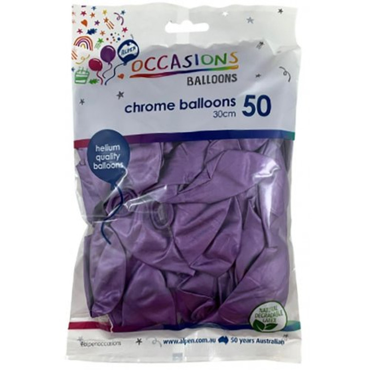 Chrome Purple 30cm Balloons Bag 50