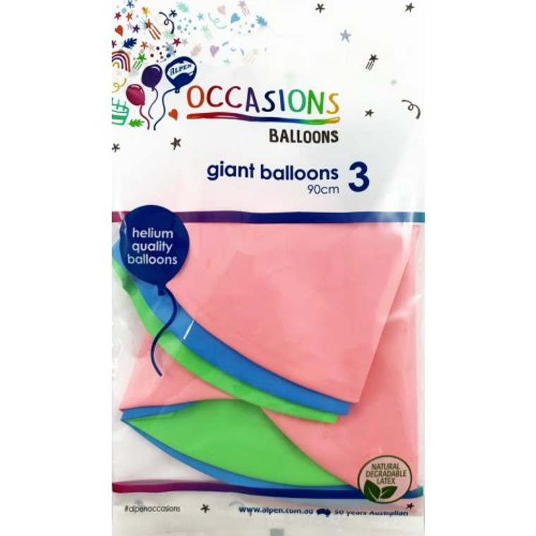 Giant Balloons 90cm Inflated Assorted Colours P3