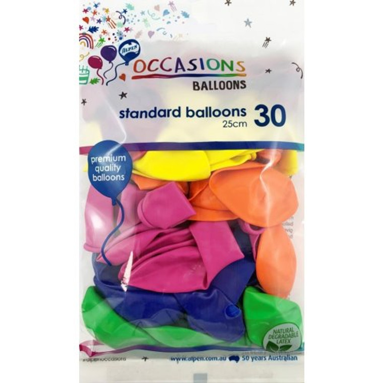 Mixed Colours 25cm Balloons P30