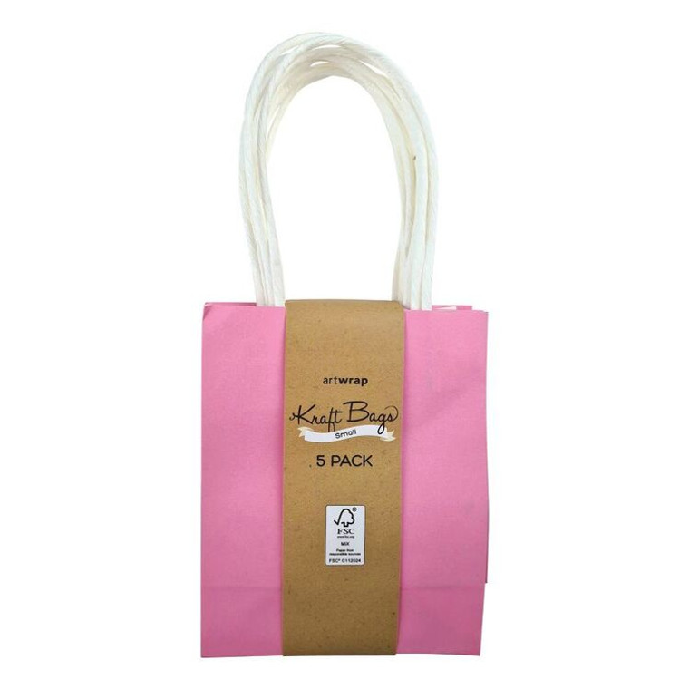 Fsc Mix Bag Small Kraft 5Pk Pink 13.5cm