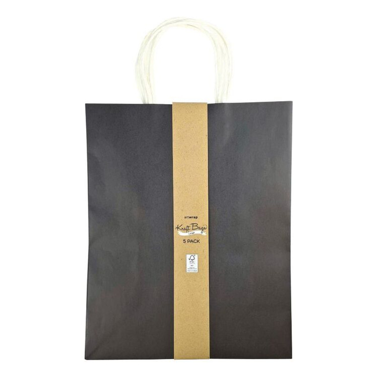 Fsc Mix Bag Large Kraft 5Pk Black 32.2cm