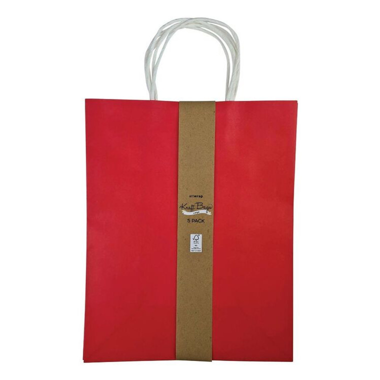 Fsc Mix Bag Large Kraft 5Pk Red 32.2cm