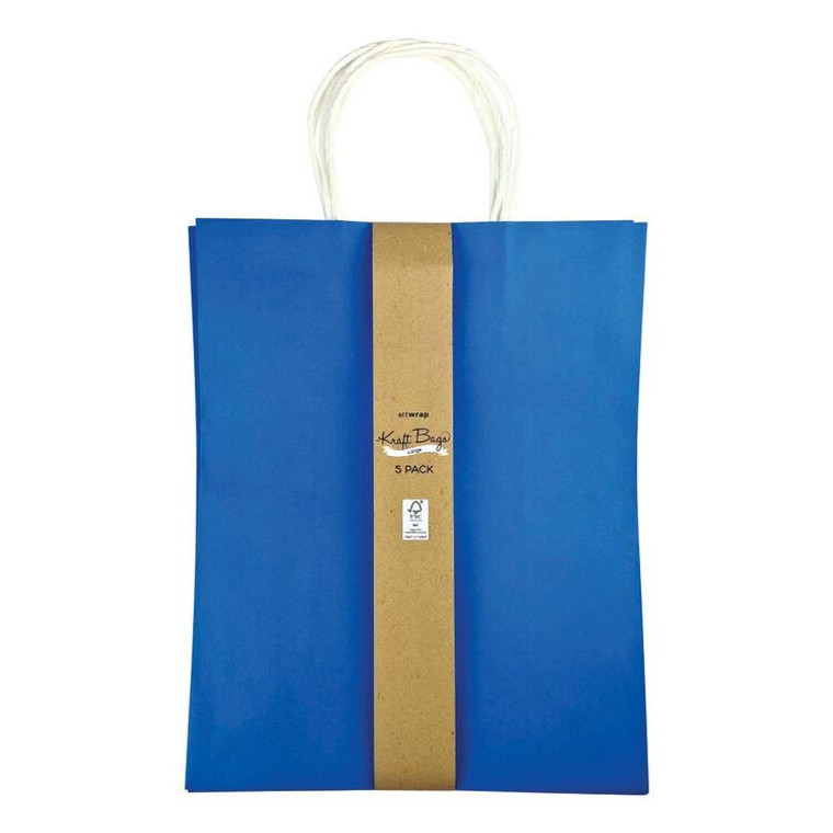 Fsc Mix Bag Large Kraft 5Pk Blue 32.2cm