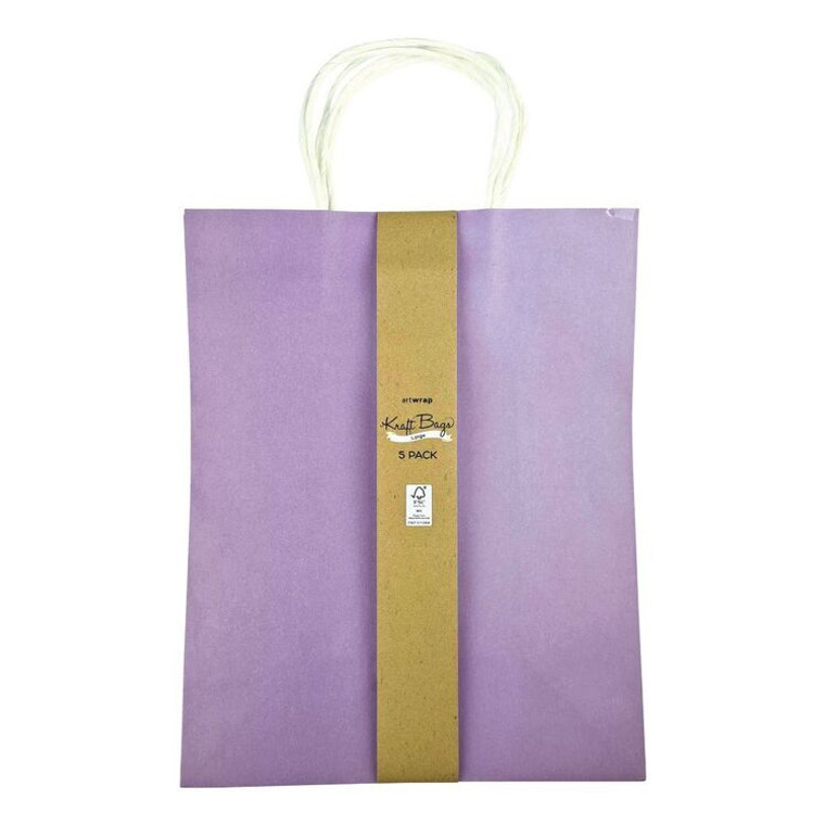 Fsc Mix Bag Large Kraft 5Pk Purple 32.2cm