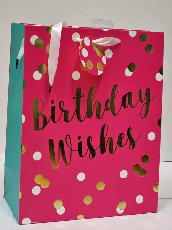 Large Birthday Wishes Bag 1pc 32.5cm