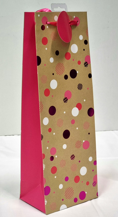 Bottle Pink Spots Bag 1pc  35.5cm