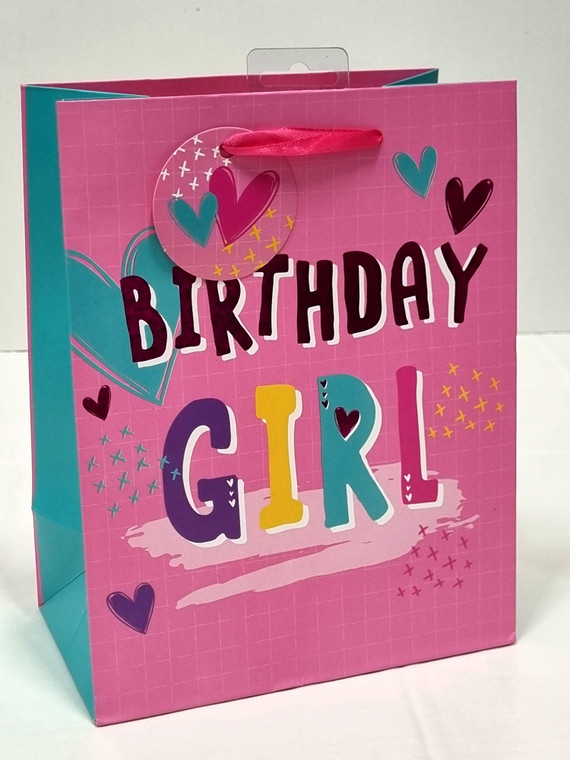Medium Birthday Girl Type Bag 1pc 23cm