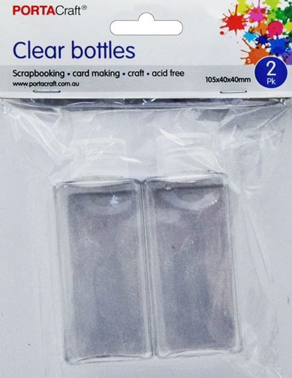 Clear Square Bottles 2pk 105x40x40mm