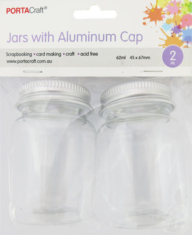 Plastic Jars with Aluminum Cap 62ml 2pk