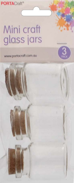 Mini Craft Glass Jars with Cork Stopper 3pk 17ml