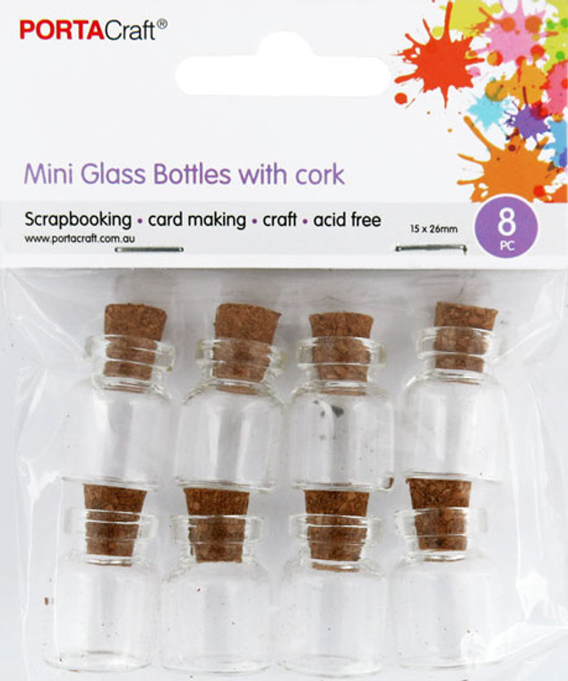 Mini Glass Bottles with Cork 8pk