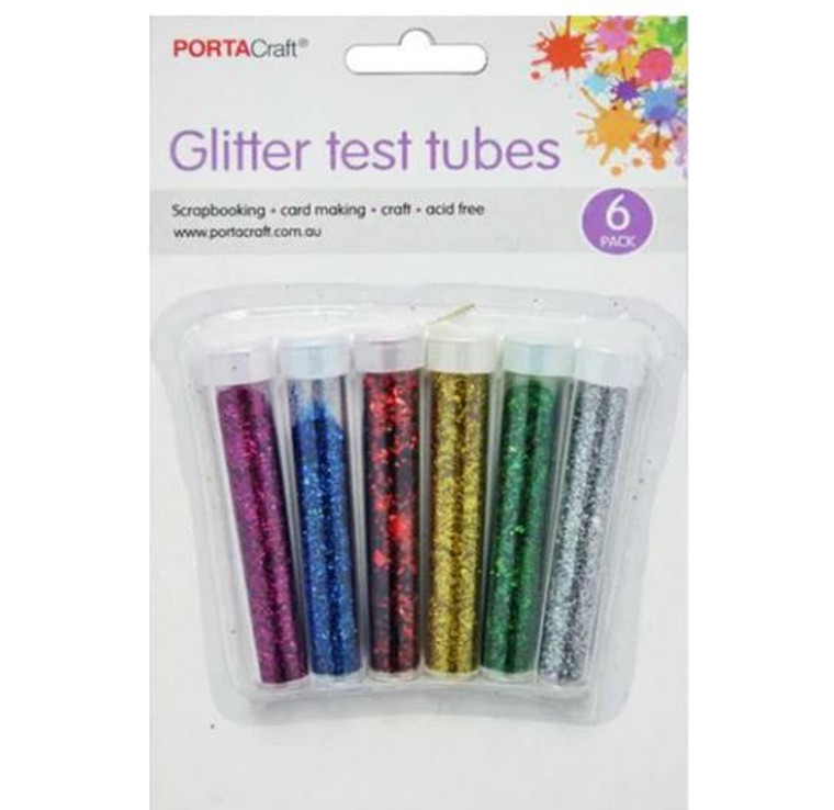 Glitter Test Tubes - Basic Colours 6pk