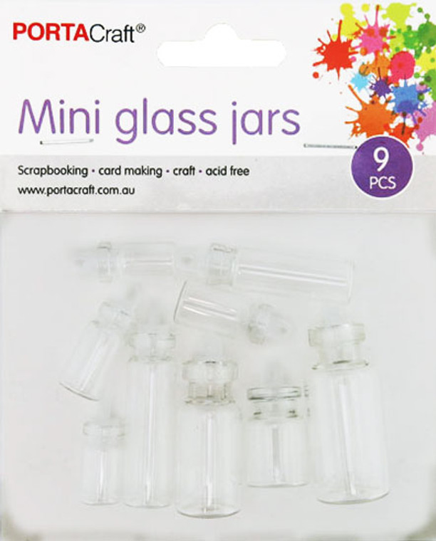 Mini Glass Jars w Plastic Stopper 9pc