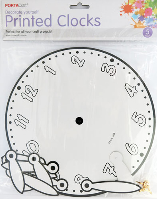 Cardstock DIY Printed Clocks 5pk