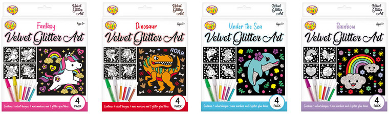 Velvet Glitter Art Kit - Assorted 4pc